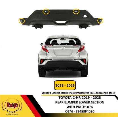 TOYOTA CHR 2019 - 2023 REAR BUMPER LOWER SECTION TEXTURED GREY WITH PDC HOLES