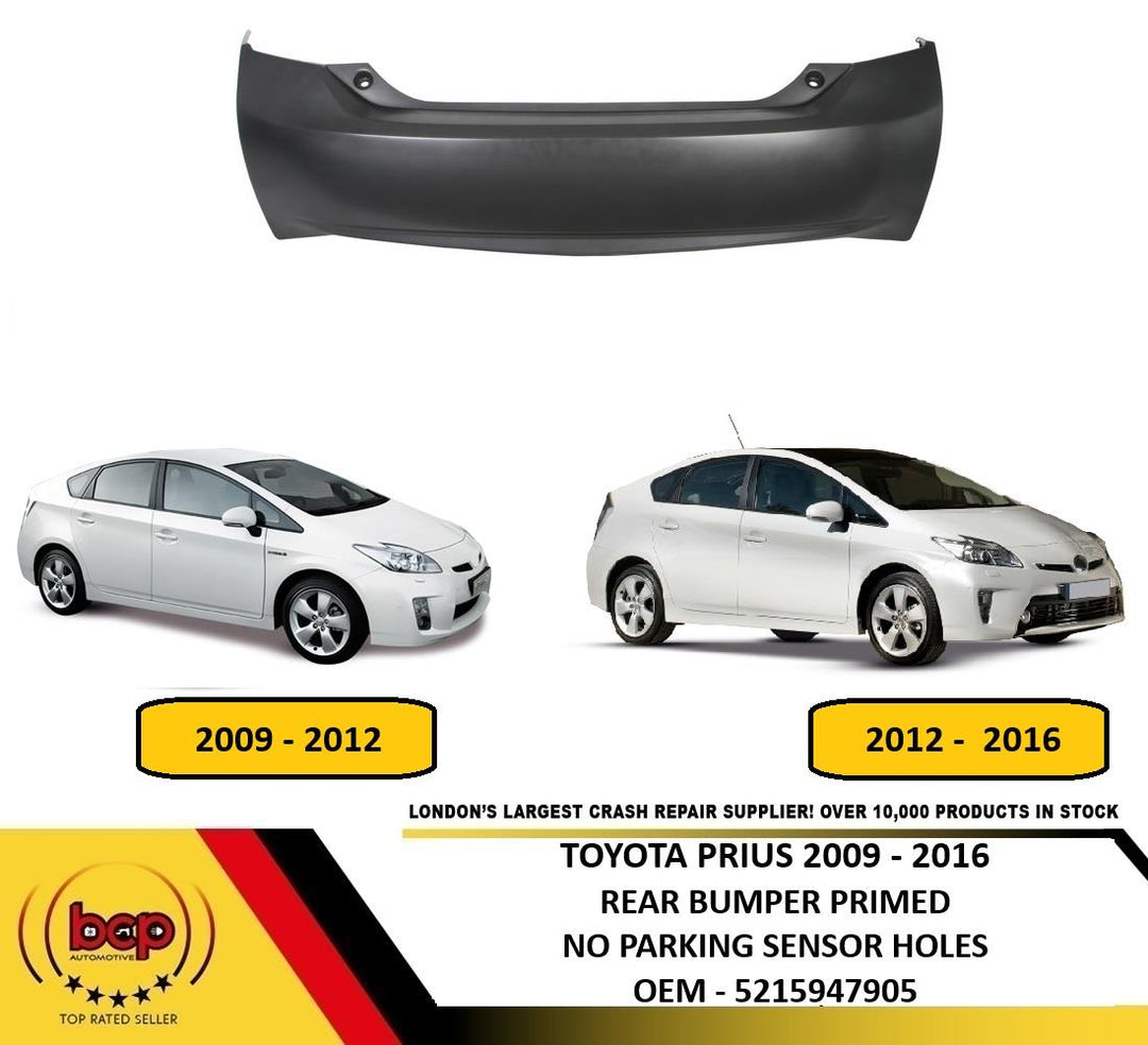TOYOTA PRIUS 2009 - 2015 REAR BUMPER NEW  PRIMED OEM QUALITY INSURANCE APPROVED
