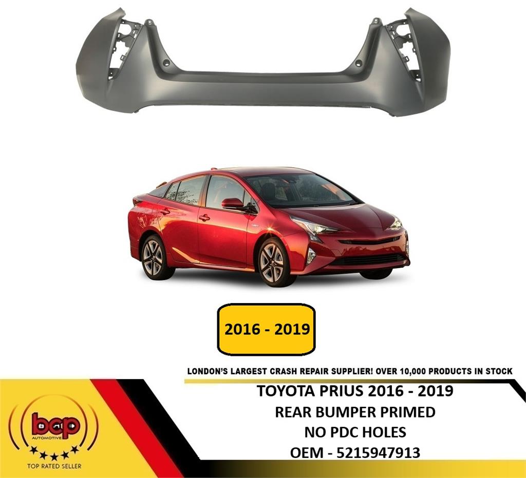 TOYOTA PRIUS 2016 - 2019 REAR BUMPER NO PARKING SENSORS HOLES INSURANCE APPROVED