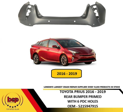 TOYOTA PRIUS 2016 - 2019 PS4 REAR BUMPER WITH 6 PARKING SENSORS HOLES NOT