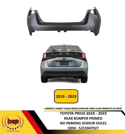 TOYOTA PRIUS 2019 - 2023 REAR BUMPER PRIMED NO PARKING SENSOR HOLES 5215947927