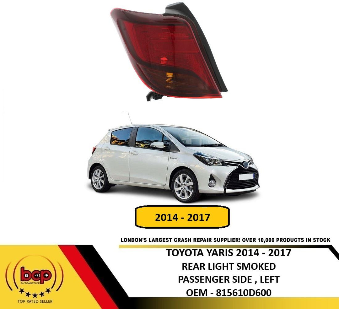 TOYOTA YARIS 2014 – 2017 REAR LIGHT SMOKED WITH AMBER INDICATOR PASSENGER LEFT