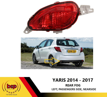 TOYOTA YARIS 2014 – 2017 REAR FOG LIGHT LAMP LEFT PASSENGER SIDE REFLECTOR