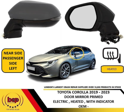 TOYOTA COROLLA 2019 - 2023 DOOR MIRROR PRIMED ELECTRIC HEATED PASSENGER LEFT