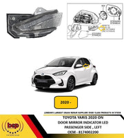 TOYOTA YARIS 2020 ON DOOR MIRROR INDICATOR CHROME LED PASSENGER LEFT 8174002200