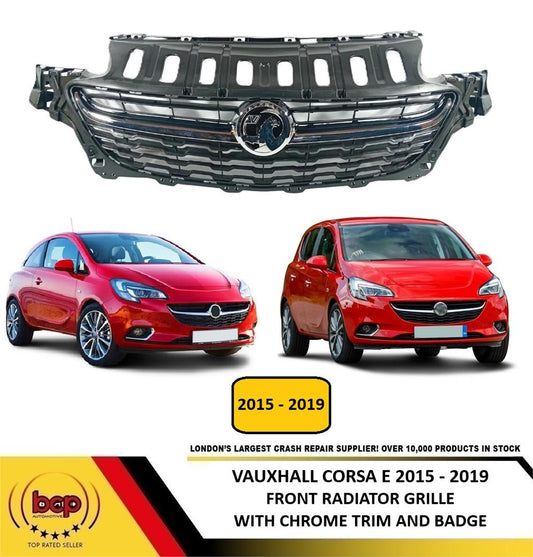 VAUXHALL CORSA E 2015 - 2019 MAIN GRILLE WITH CHROME RADIATOR TOP BADGE GRILLE