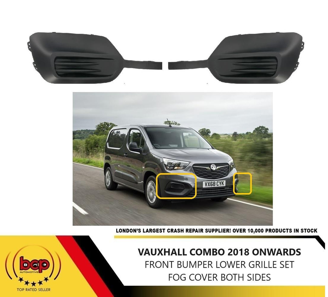 VAUXHALL COMBO 2018 ONWARD FRONT BUMPER FOG LIGHT GRILLE NO HOLE PAIR LEFT RIGHT