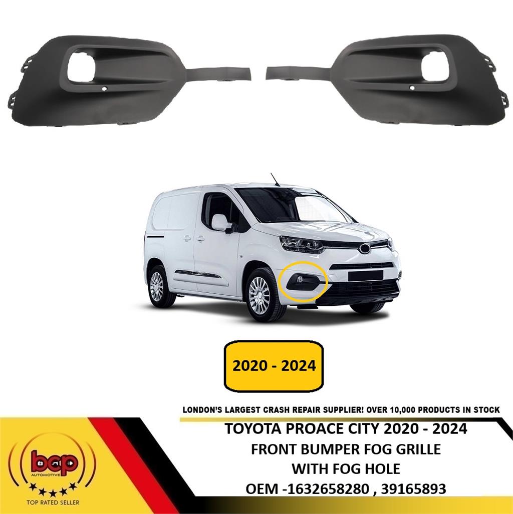 TOYOTA PROACE CITY 2020 - 2024 FRONT BUMPER FOG LIGHT GRILLE WITH HOLE PAIR SET
