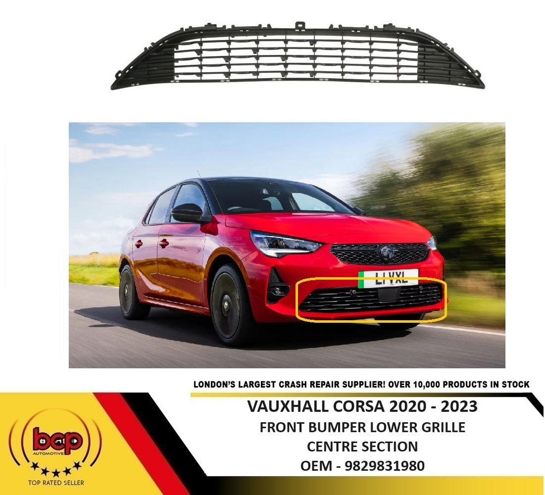 VAUXHALL CORSA F 2020 – 2023 FRONT BUMPER LOWER GRILLE CENTRE SECTION BLACK