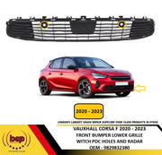 VAUXHALL CORSA F 2020 –2023 FRONT BUMPER LOWER GRILLE WITH RADAR AND SENSOR HOLE