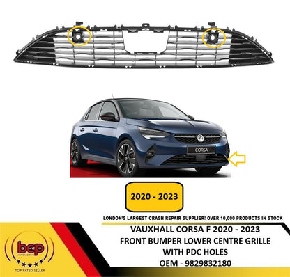 VAUXHALL CORSA F 2020 - 2023 FRONT LOWER CENTRE GRILLE RADAR & PARKING SENSOR HOLES