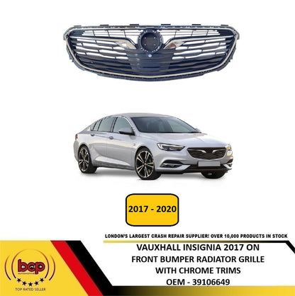 VAUXHALL INSIGNIA 2017 - 2020 FRONT BUMPER UPPER GRILLE WITH CHROME NO BADGE