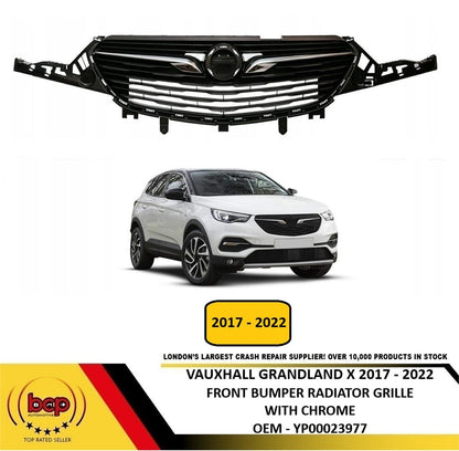 VAUXHALL GRANDLAND X 2017 – 2022 FRONT MAIN RADIATOR GRILLE WITH CHROME NO BADGE