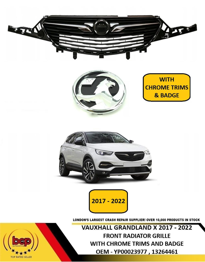 VAUXHALL GRANDLAND X 2017 – 2022 FRONT MAIN RADIATOR GRILLE WITH CHROME NO BADGE