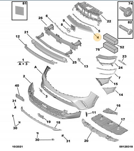 VAUXHALL MOKKA 2021 – 2024 FRONT BUMPER UPPER GRILLE FRAME GLOSS BLACK NEW