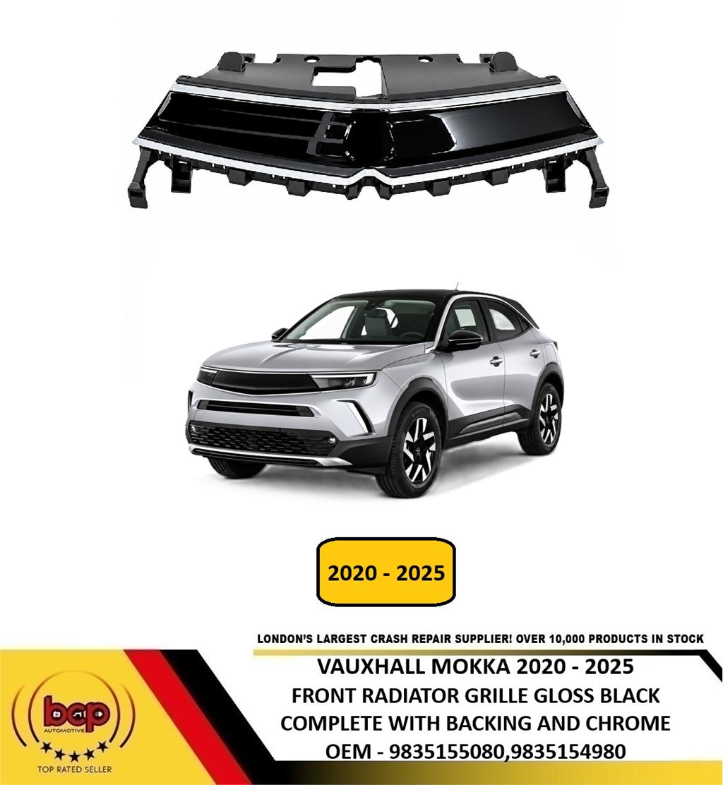 VAUXHALL MOKKA 2020 - 2025 FFRONT UPPER GRILLE GLOSS BLACK WITH CHROME TRIM