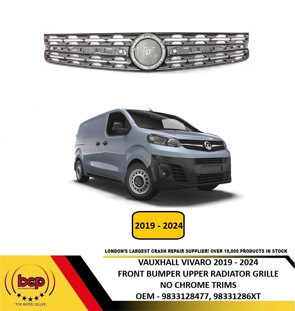 VAUXHALL VIVARO 2019 – 2024 FRONT RADIATOR UPPER GRILLE WITHOUT CHROME TRIMS NEW