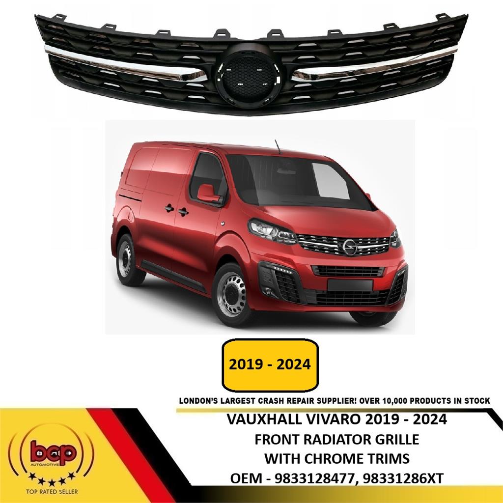 VAUXHALL VIVARO 2019 – 2024 FRONT UPPER GRILLE WITH CHROME TRIMS NEW 98331286XT