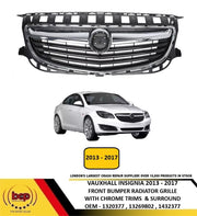 VAUXHALL INSIGNIA 2013 - 2017 FRONT BUMPER UPPER GRILLE WITH CHROME  NO BADGE