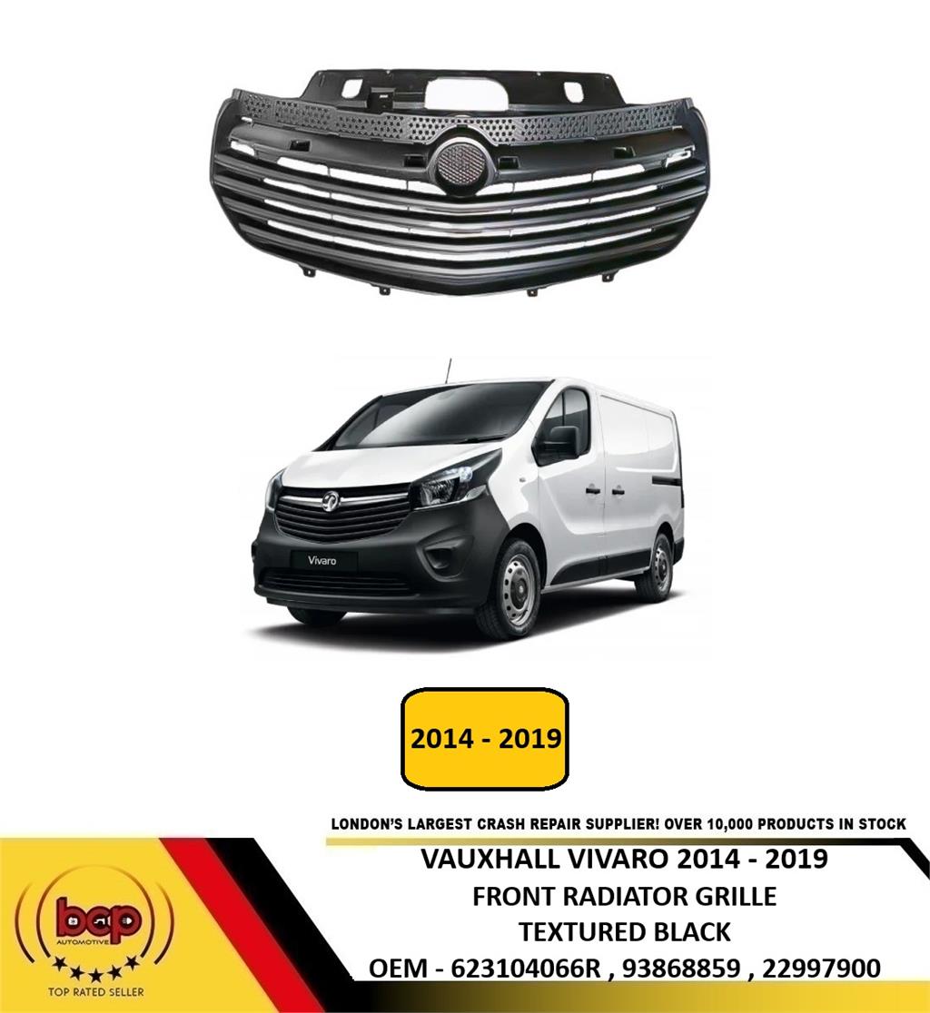 VAUXHALL VIVARO 2014 - 2019 FRONT BUMPER RADIATOR GRILLE BLACK NEW 623104066R
