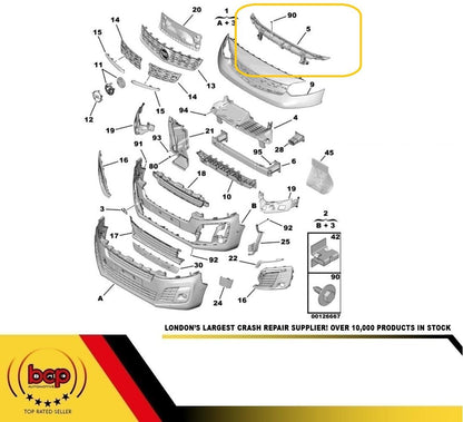 Fiat Scudo 2022 ON FRONT BUMPER BRACKET HOLDER UPPER CENTRE SECTION 9808490780