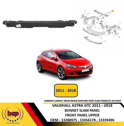 VAUXHALL ASTRA 2010 - 2016 FRONT FRONT PANEL UPPER SLAM PANEL TOP LOCK 13288975