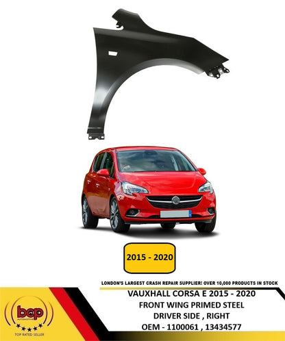 VAUXHALL CORSA E 2015 - 2020 FRONT WING PRIMED RIGHT DRIVER SIDE NEW 13434577