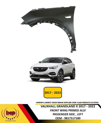 VAXUHALL GRANDLAND 2017 - 2022 FRONT WING PASSENGER SIDE FENDER PANEL LEFT