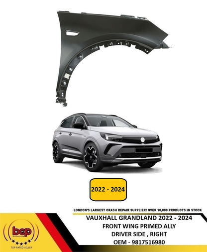VAUXHALL GRANDLANDX 2022 ONWARD FRONT WING DRIVERS SIDE FENDER PANEL RIGHT