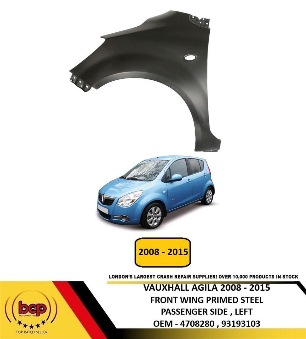 VAUXHALL AGILA 2008 - 2015 FRONT WING FENDER PRIMED LEFT PASSENGER SIDE NEW