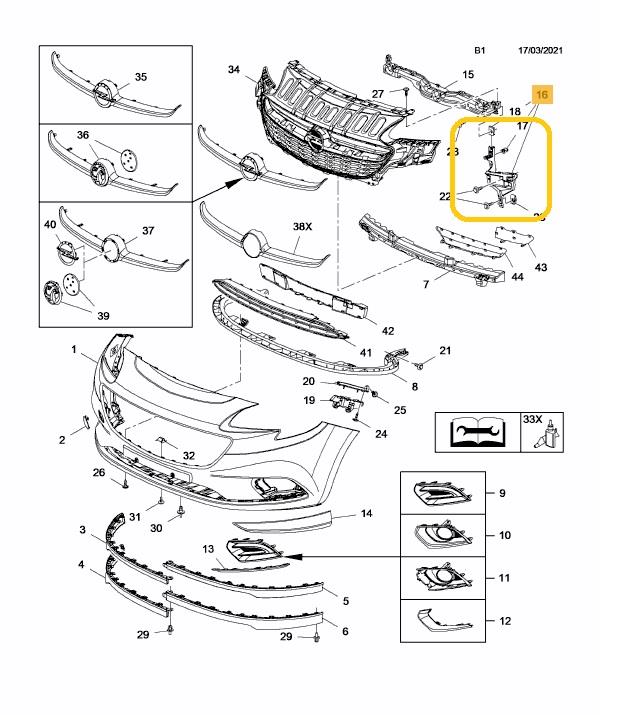 VAUXHALL CORSA E 2015 - 2019 HEADLIGHT BRACKET LEFT PASSENGER SIDE 13399279