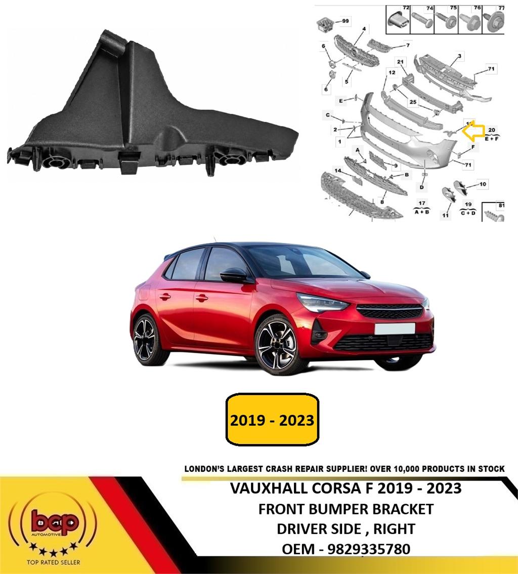 VAUXHALL CORSA 2019 - 2023 FRONT BUMPER MOUNT BRACKET DRIVER RIGHT 9829335780
