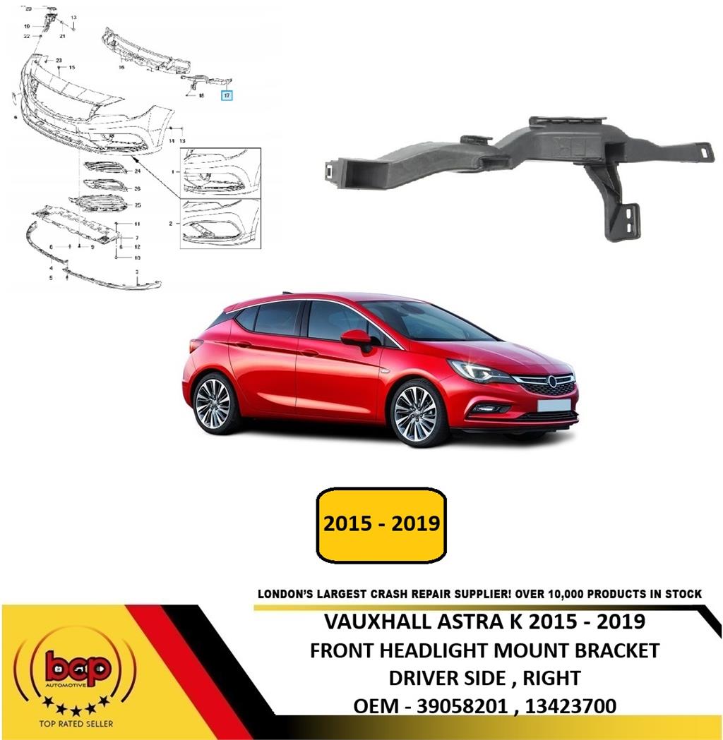 VAUXHALL ASTRA K FRONT BUMPER BRACKET HEADLAMP MOUNT 2015 – 2019 RIGHT O/S