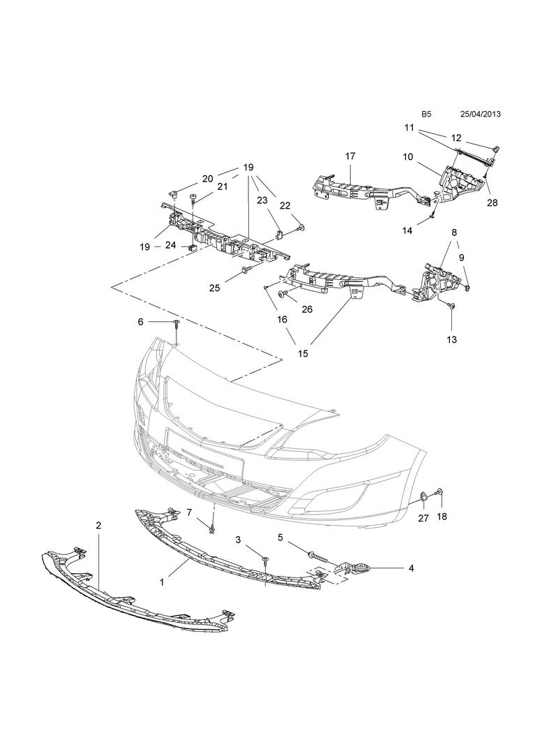 VAUXHALL ASTRA J 2012 - 2015 FRONT BUMPER MOUNTING BRACKET GUIDE PASSENGER LEFT