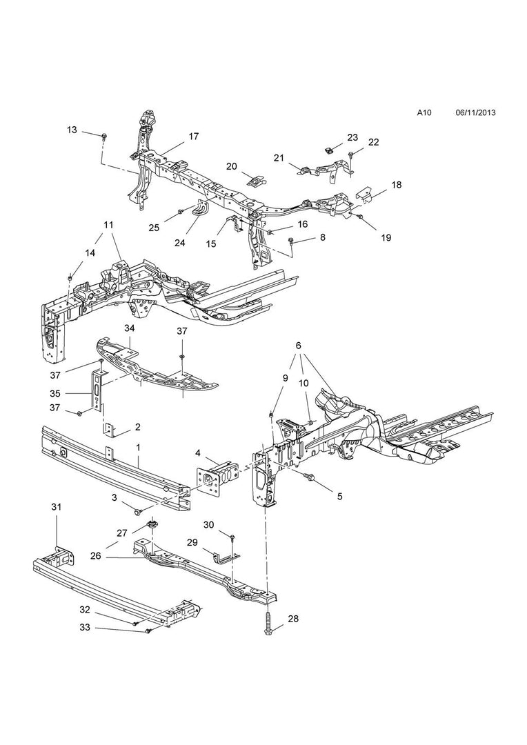 VAUXHALL MOKKA X 2016- 2019 FRONT BUMPER LOWER REINFORCER IMPACT CRASH BAR STEEL