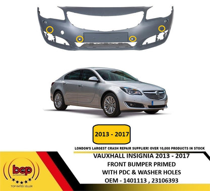 VAUXHALL INSIGNIA 2013 - 2017 FRONT BUMPER PRIMED WITH PARKING SENSOR & WASHER