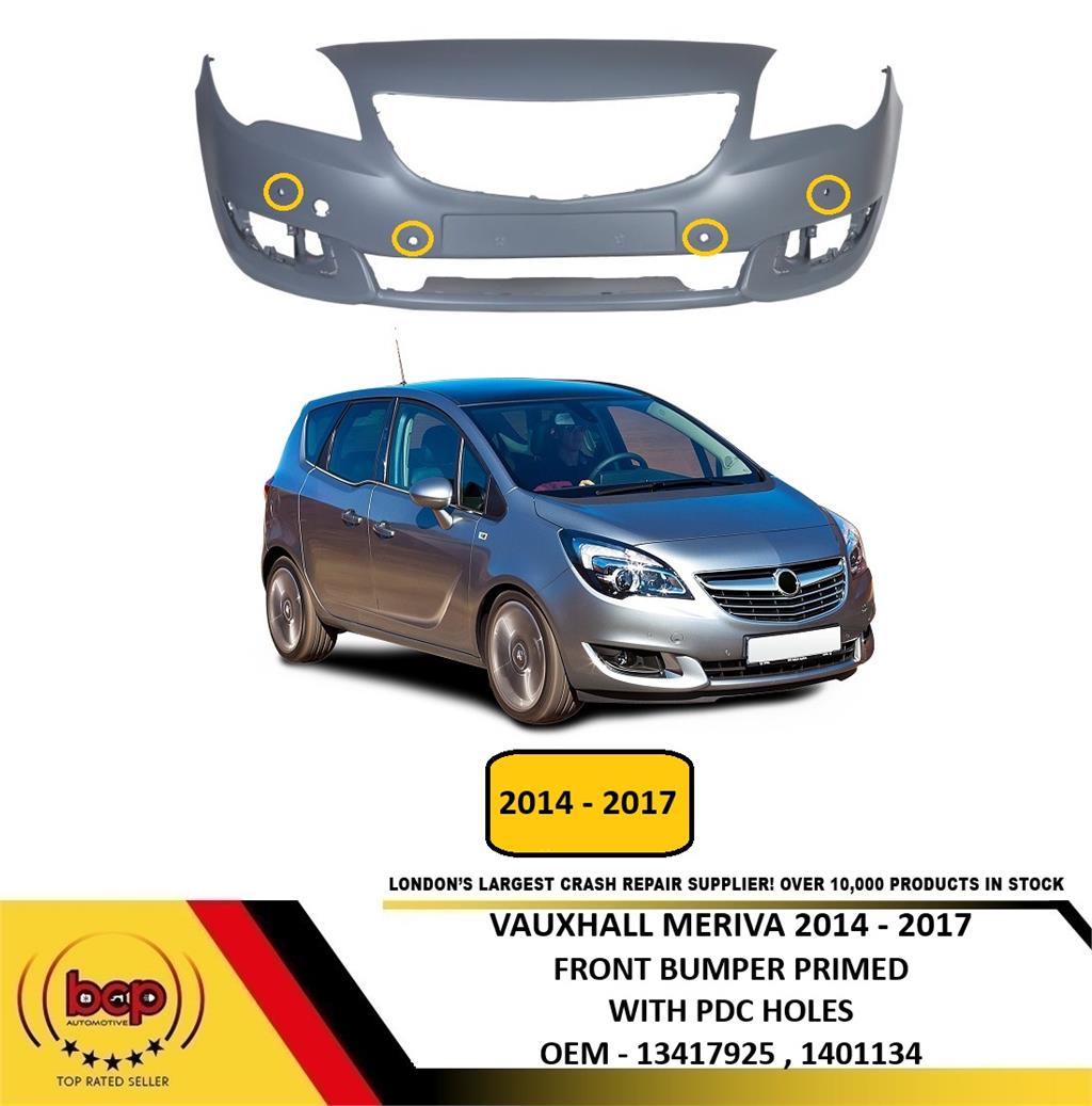 VAUXHALL MERIVA 2014 - 2017 FRONT BUMPER PRIMED INSURANCE APPROVED WITH PDC HOLE