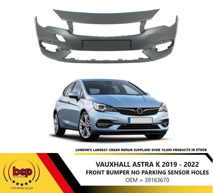 VAUXHALL ASTRA K 2019 - 2022 FRONT BUMPER NO PARKING SENSORS OR WASHER HOLES