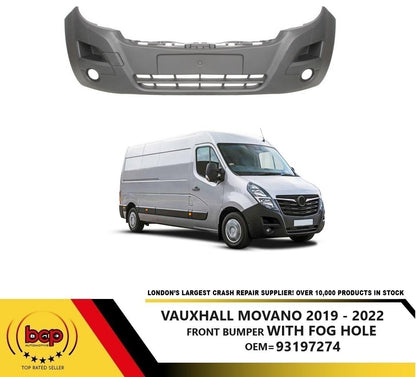 VAUXHALL MOVANO 2019 - 2022 FRONT BUMPER WITH FOG LIGHT HOLES TEXTURED