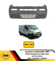 VAUXHALL VIVARO 2000 - 2007 FRONT BUMPER TEXTURED GREY NO FOG LIGHT HOLES NEW