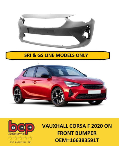 VAUXHALL CORSA F 2019 - 2023 FRONT BUMPER PRIMED GS/SRI MODELS NO PARKING SENSOR