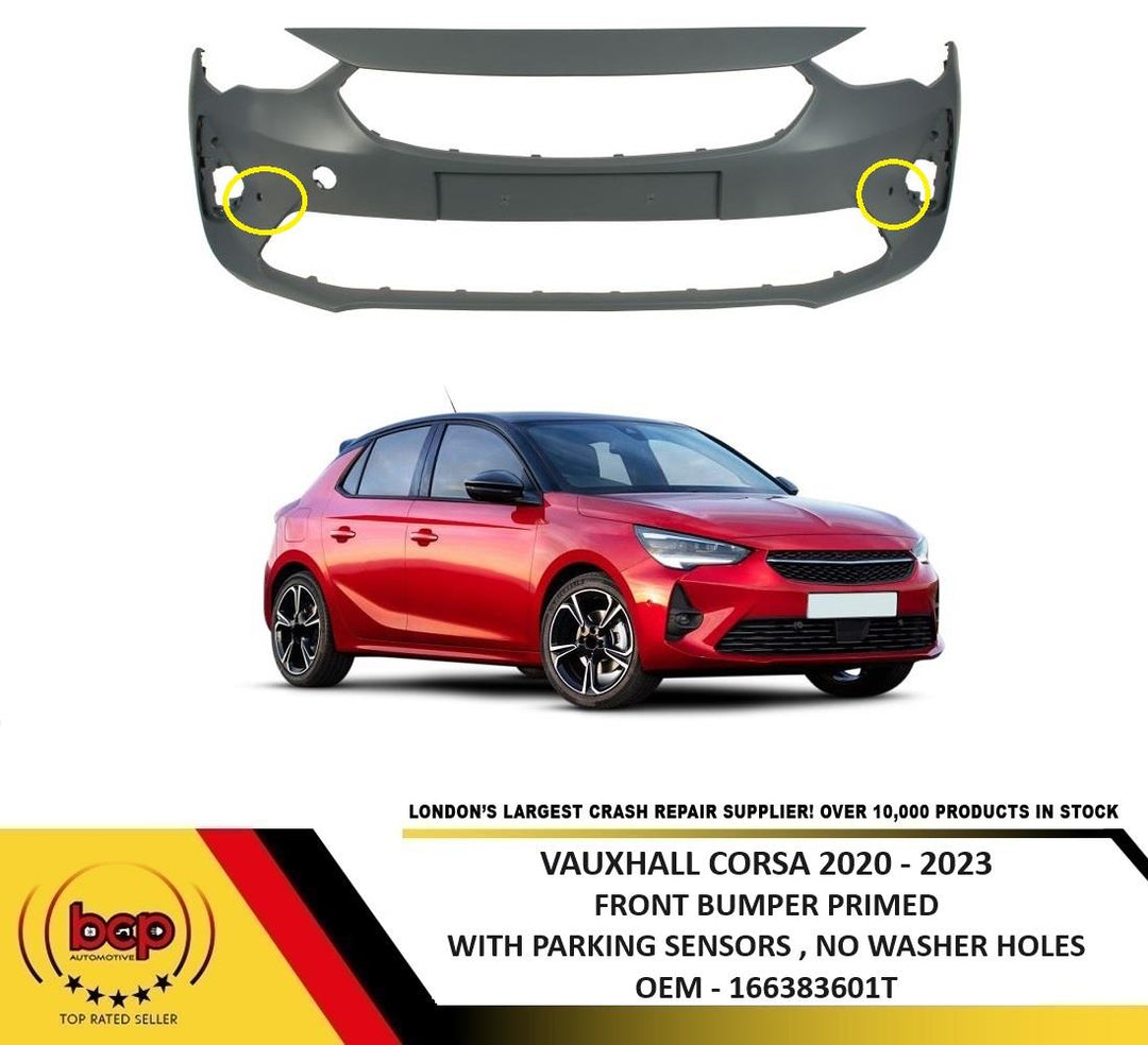 VAUXHALL CORSA F 2020 - 2023 FRONT BUMPER PRIMED WITH PARKING SENSORS 166383601T