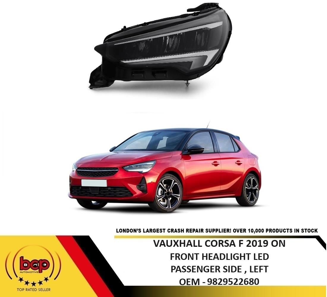 VAUXHALL CORSA F 2019 ONWARDS FRONT HEADLIGHT FULL LED PASSENGER SIDE LEFT BLACK