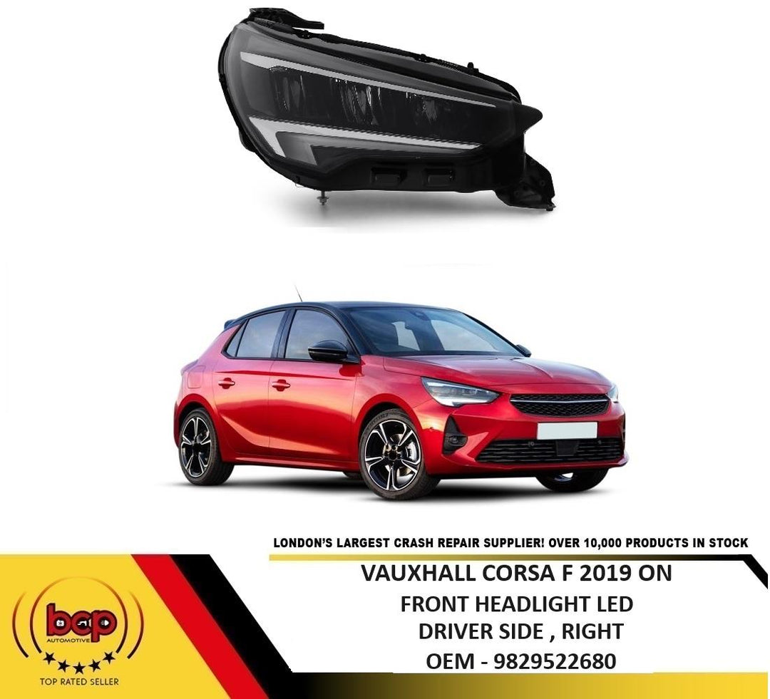 VAUXHALL CORSA F 2019 - 2023 FRONT HEADLIGHT FULL LED DRIVER SIDE RIGHT BLACK