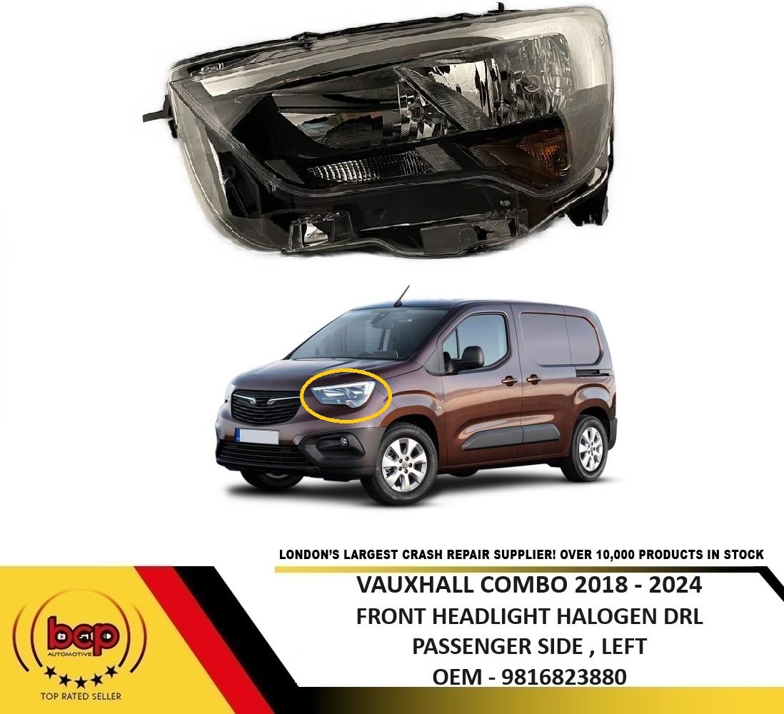 VAUXHALL COMBO 2018 – 2024 FRONT HEADLIGHT HALOGEN WITH DRL PASSENGER SIDE LEFT