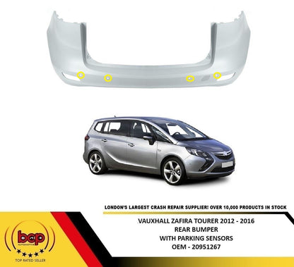 VAUXHALL ZAFIRA TOURER 2012 - 2016 REAR BUMPER WITH PARKING SENSORS NEW