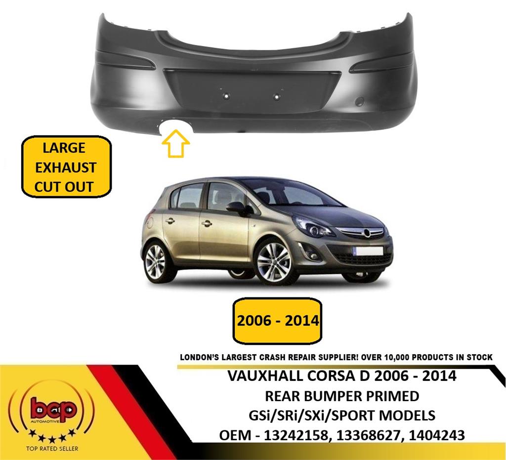 VAUXHALL CORSA D 2006 - 2014 5 DOOR SXI GSI SPORT MODELS REAR BUMPER PRIMED