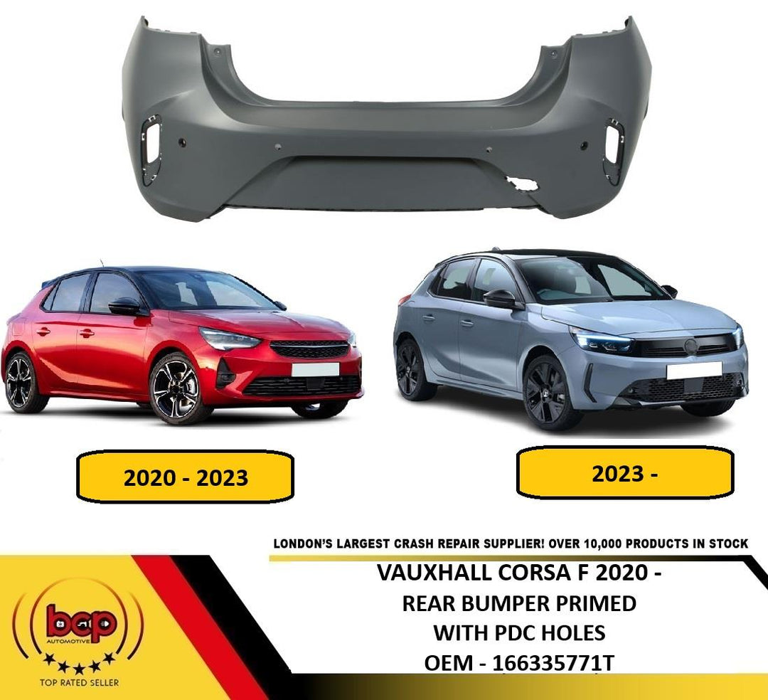 VAUXHALL CORSA F 2020 ON REAR BUMPER PRIMED WITH PARKING SENSOR HOLES