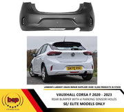 VAUXHALL CORSA F REAR BUMPER 2020 - 2023 WITH 4 PARKING SENSOR HOLES