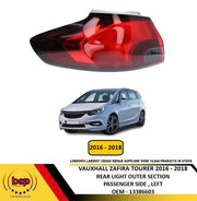 VAUXHALL ZAFIRA TOURER 2016 - 2018 REAR LIGHT OUTER SECTION PASSENGER SIDE LEFT